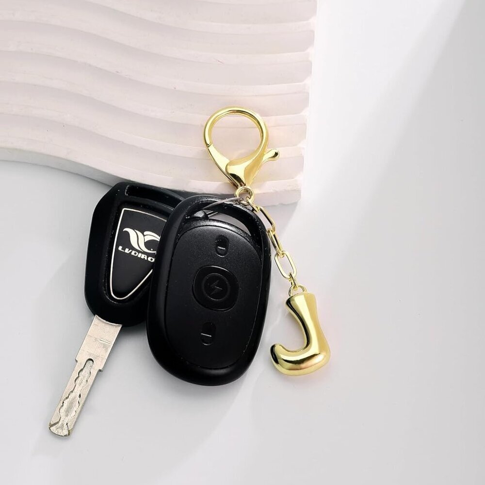 Gold Bubble Initial Keychain Charm For Women Bag … - image 5